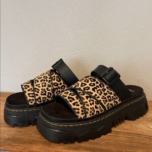 Dr. Martens Leopard Print Mattison Slide Sandals